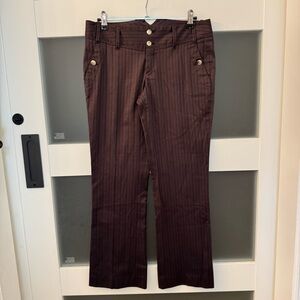 Gucci Women's Brown Stripped Dress Pants with 2 Waist Buttons Size 42